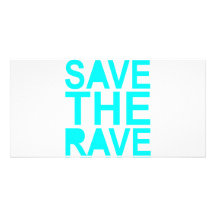 Save the rave blue NU Rave raver UK dance 80s Customized Photo Card