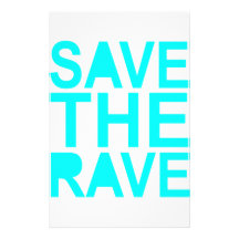 Save the rave blue NU Rave raver UK dance 80s Custom Stationery