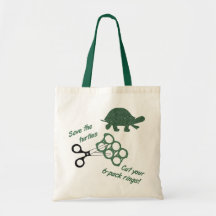 Save the Turtles Cut Six Pack Rings Canvas Bag