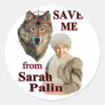 Save the Wolves from Sarah Palin Round Stickers