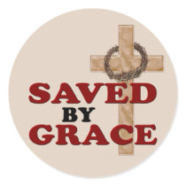 SAVED BY GRACE ROUND STICKERS