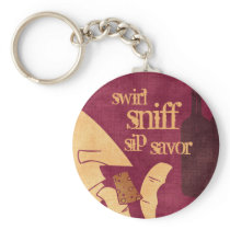 Savouring Wine Keychain