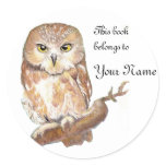 Saw Whet Owl Bookplate, Label Sticker