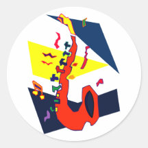 Sax Abstract Blue Yellow Orange Graphic Stickers