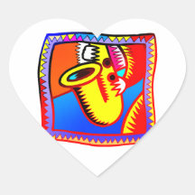 Sax and hands bright coloured graphic Saxophone Heart Sticker