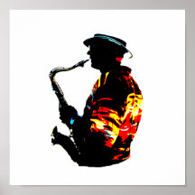 Sax Player Tropical Side View Poster