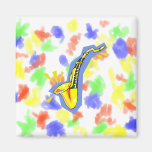 Sax saxophone stylized yellow blue graphic fridge magnet