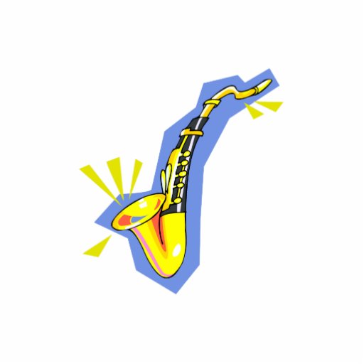 Sax saxophone stylized yellow blue graphic photo cutouts