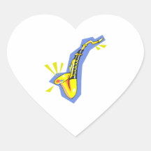 Sax saxophone stylized yellow blue graphic heart sticker