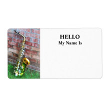 Saxophone Against Brick Shipping Labels