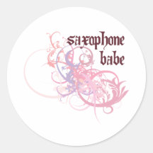 Saxophone Babe Round Sticker