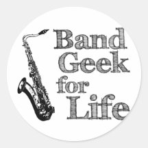 Saxophone Band Geek Round Stickers