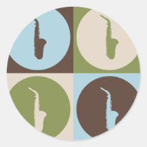 Saxophone d'art de bruit autocollants ronds
