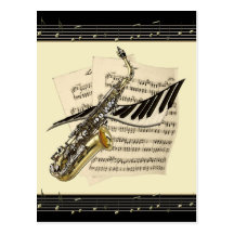 Saxophone & Piano Music Postcard