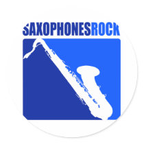 Saxophones Rock! Round Sticker