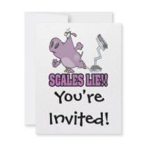 scales lie mad hippo diet humour cartoon personalized invite