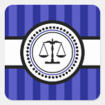 Scales Of Justice Stripes Label (Navy Blue) Square Stickers