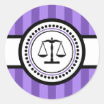 Scales Of Justice Stripes Label (Purple) Round Sticker