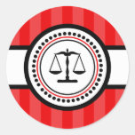 Scales Of Justice Stripes Label (Red) Round Sticker