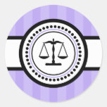 Scales Of Justice Stripes Label (Violet Purple) Round Sticker