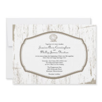 Scalloped Shell Rustic Beach Wedding Invitation