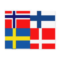 Scandinavian Flags Quartet Postcards