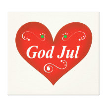 Scandinavian God Jul Christmas Heart Canvas Prints