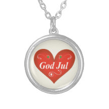 Scandinavian God Jul Christmas Heart Custom Necklace