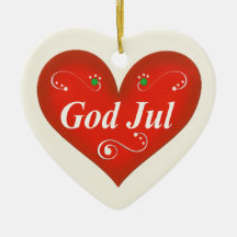Scandinavian God Jul Christmas Heart Christmas Tree Ornament
