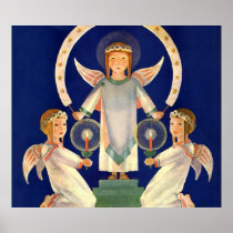 Scandinavian Saint Lucia Angels; Christmas Eve Posters