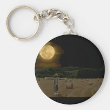 Scarecrow in the Hay Field with Full Moon Keychains