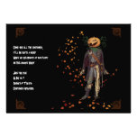 Scarecrow Jack on Black Halloween Party Invitation