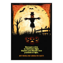 Scarecrow Moonlight Halloween Party Card Personalized Invite