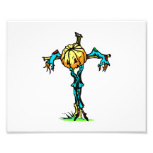scarecrow pumpkin head down halloween photographic print