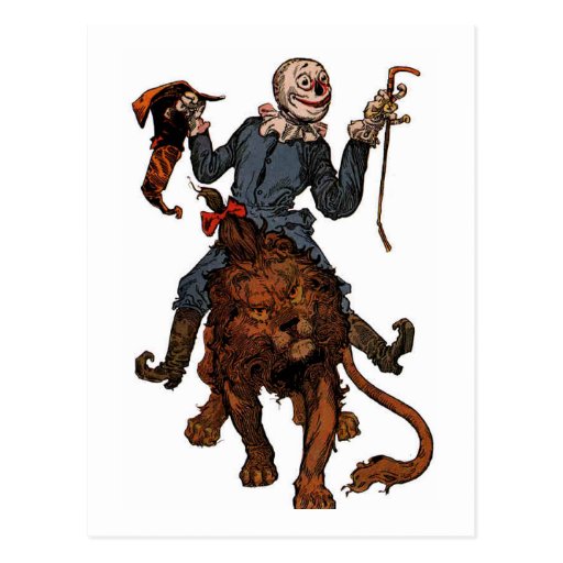Scarecrows Gets A Ride From The Lion Postcard