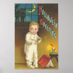Scared Child With Cat in Window posters