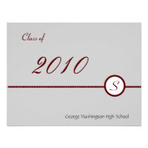 Scarlet & Grey Monogram Photo Invitation