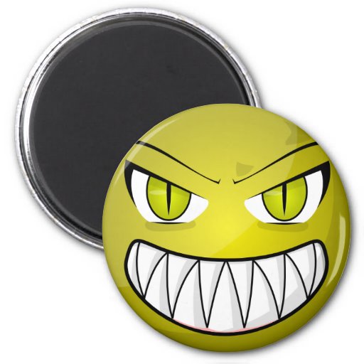 scary_angry_green_cartoon_face_magnet ...