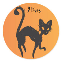 Scary Black Cat Round Sticker