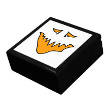 Scary Face. Monster Grin in Orange on White Gift Boxes