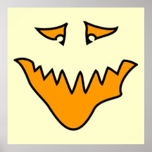 Scary Face. Orange Monster . Poster