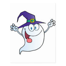 Scary Halloween Ghost Cartoon Character Postcard