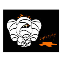 Scary Mummy Lucky Pinkie Halloween Postcard