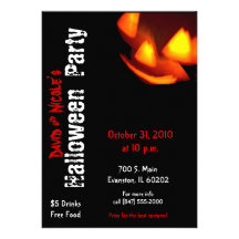 scary pumpkin halloween party invitation