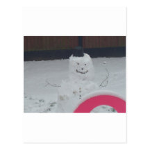 scary snowman post card