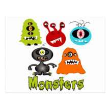 Scary Spooky Monsters Aliens Creatures Post Cards