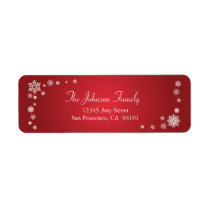 Scattered Snowflakes Holiday Address Labels (red)