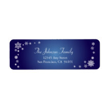 Scattered Snowflakes Holiday Labels (sapphire)