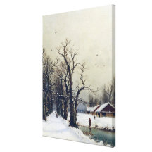 Scène d'hiver, 19ème siècle toiles tendues sur châssis