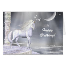 Scène merveilleuse de licorne d'ange carte de vœux
